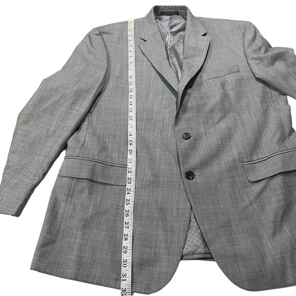 Ralph Lauren Chaps Men Grey Crosshatch Pattern Suit Jacket Sz 44R Sports Coat - Picture 7 of 13